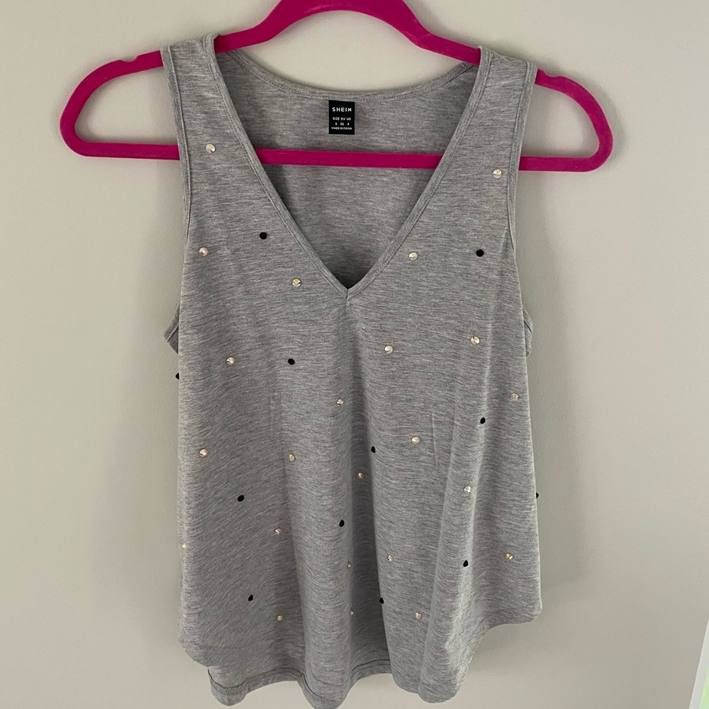 Customized tank-top with rhinestones